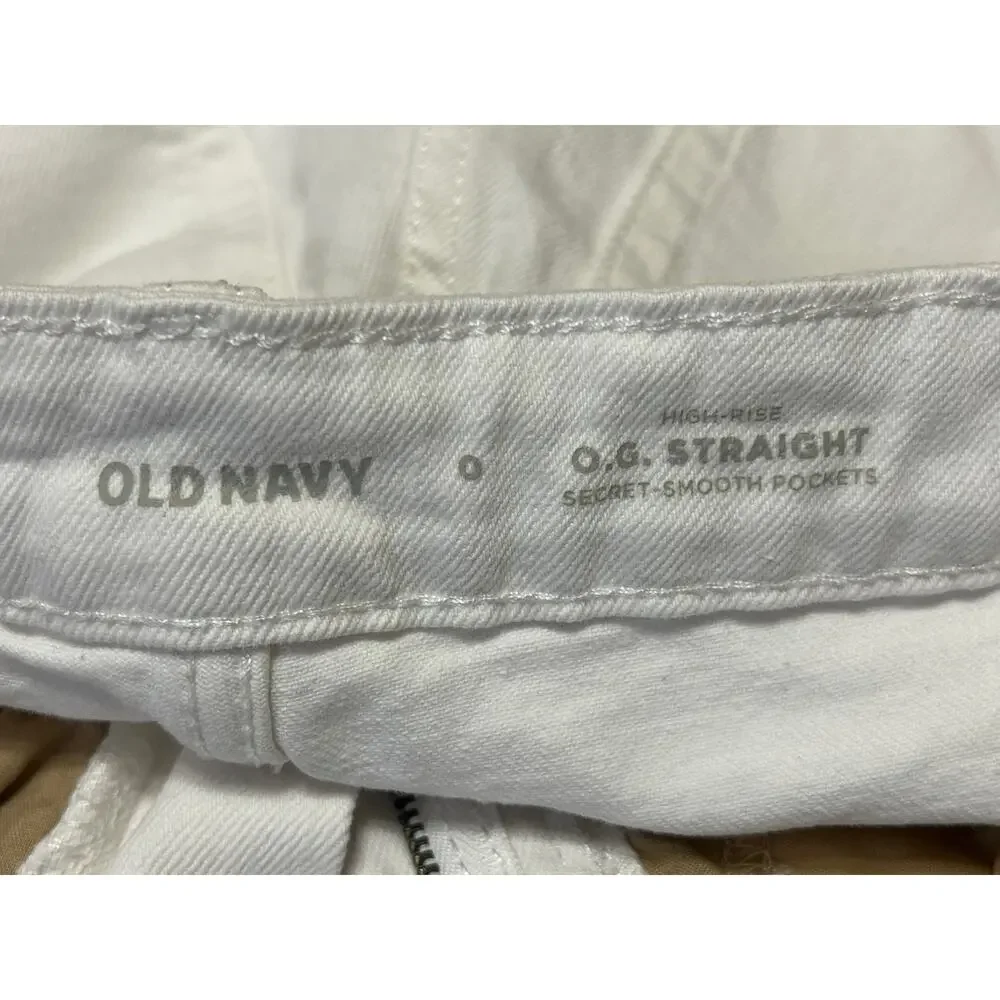 Old Navy High Rise OG Straight Women's White Cuffed Denim Jean Shorts Size 0
